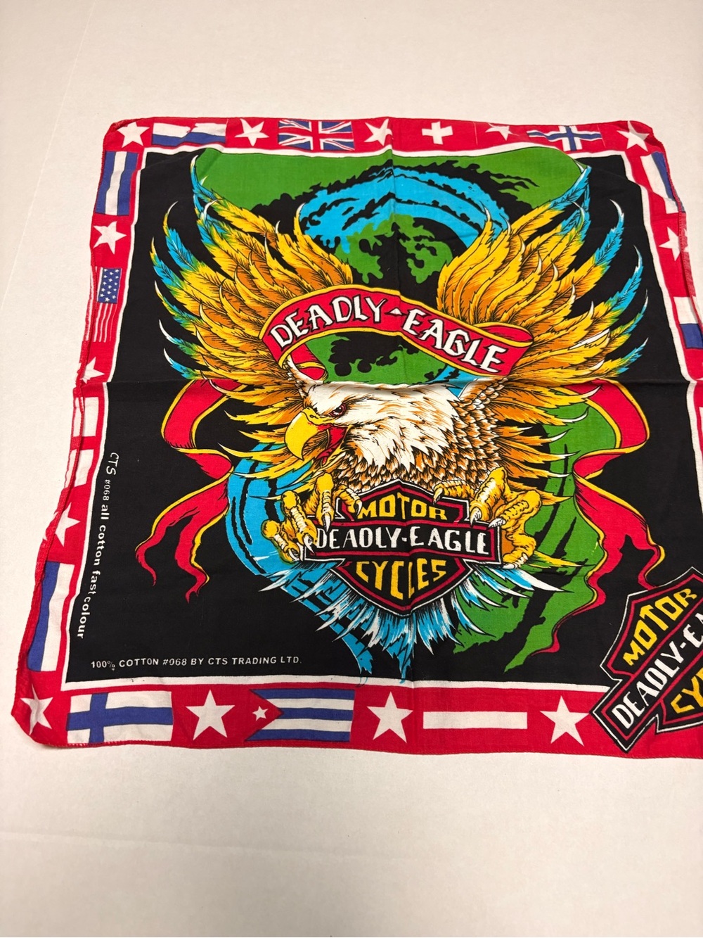 Vintage Harley-Davidson Black Red Yellow Eagle Bandana